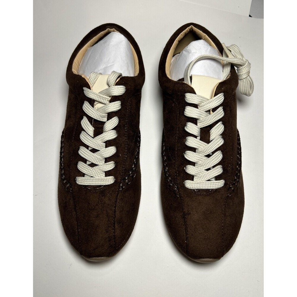 Dolce Vita Women's Farrah Whipstitch Low Profile Sneakers Brown Suede Size 9.5